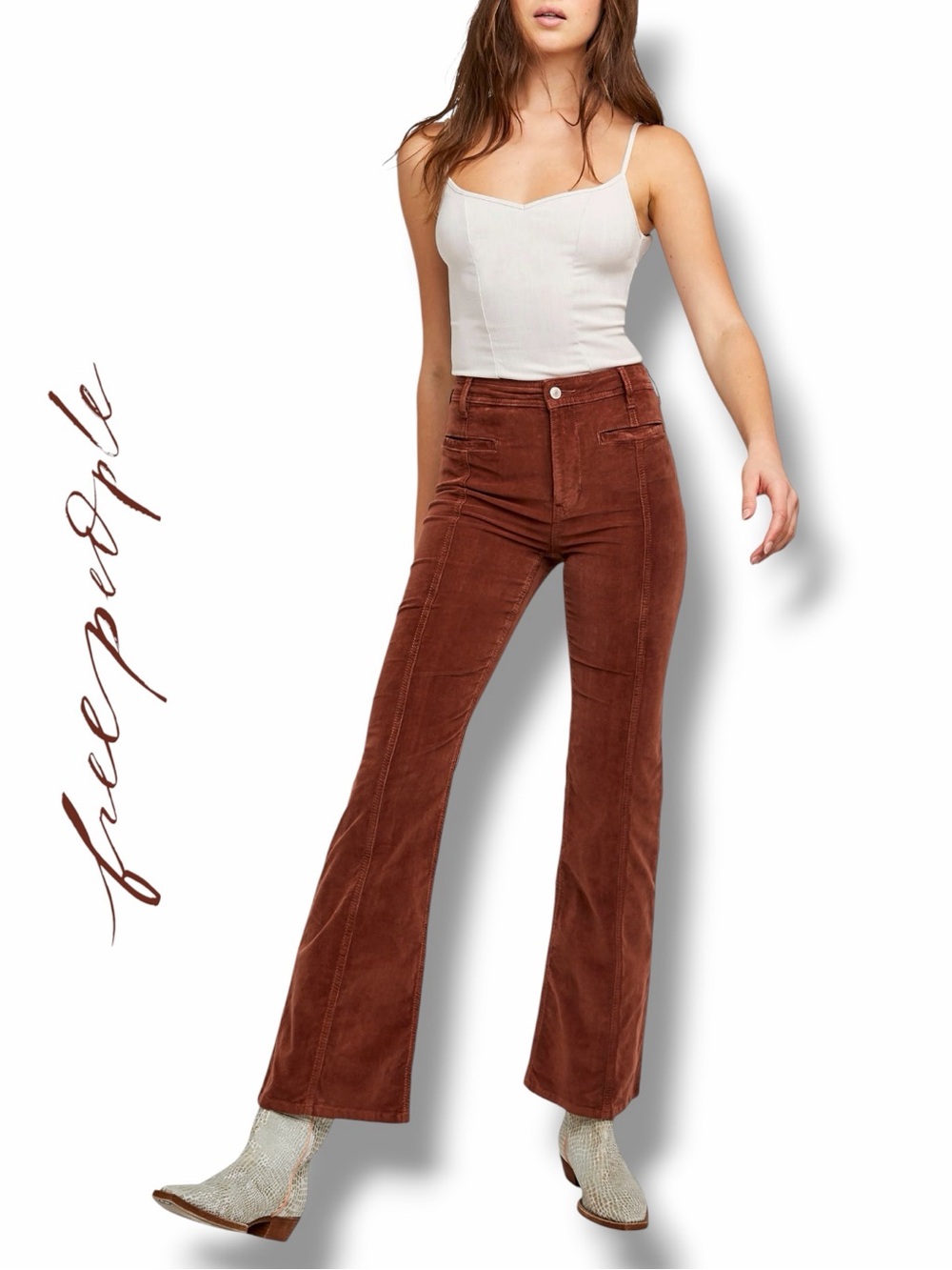 Free People Women’s Corduroy Flare Leg Pants in Dark Combo Paisley in Size 31